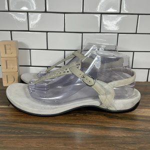 Vionic Tula Women's Size 10 Shoes Gray Suede T-Strap Embellished Thong Sandals